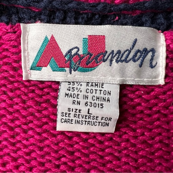 VTG AJ BRANDON Knitted Button Up V-Neck Sweater - Picture 9 of 10
